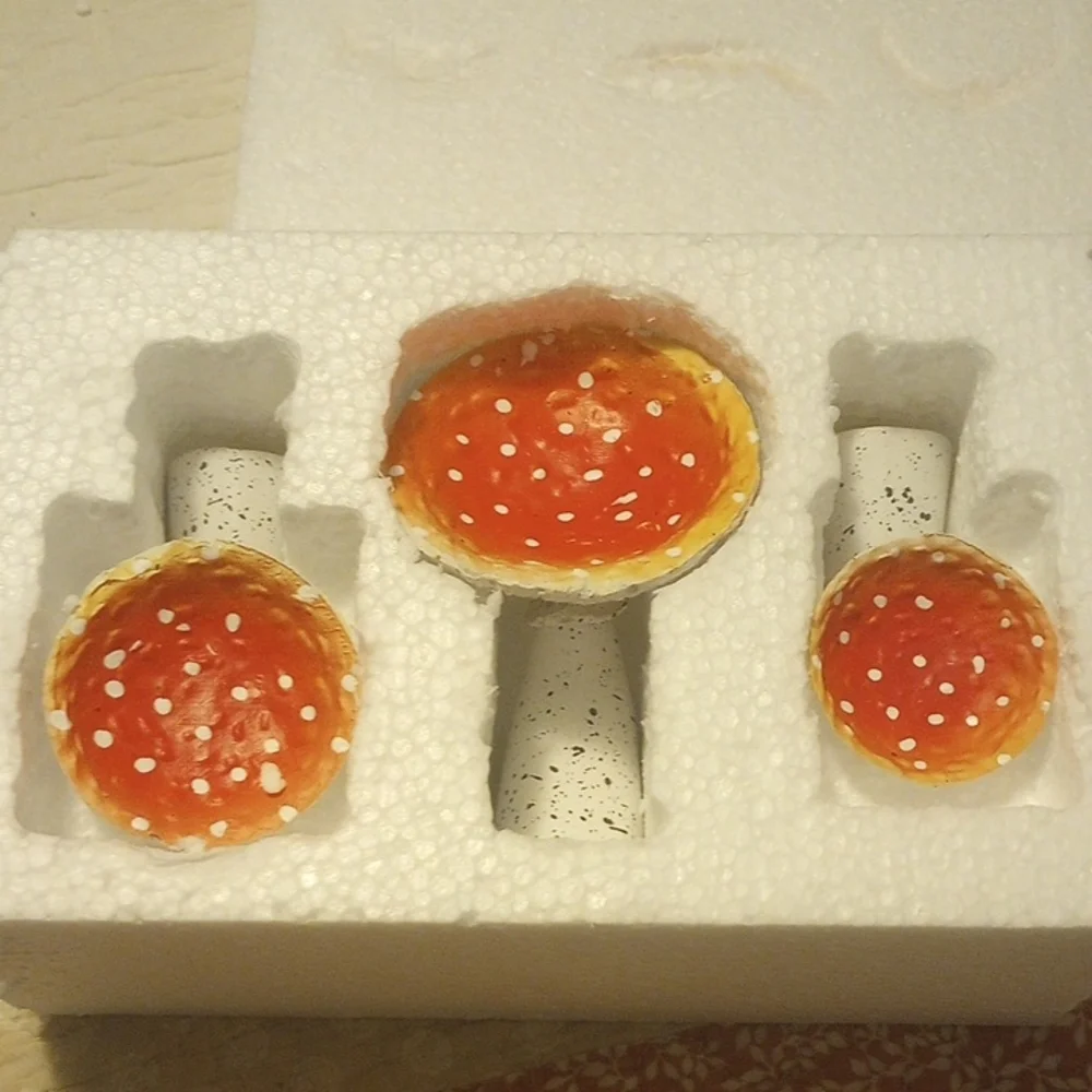 Set of Three (3) Red and White Mushroom Shelves